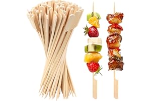 ANTETOK 100 Pieces Bamboo Skewers 20cm, Premium Food Grade BBQ Skewers Bamboo Cocktail Sticks for Finger Food, Kebab, Canape, Marshmallow, Fruit and Burger