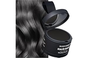 HISUNBEN Poudre instantanée pour racine des cheveux, coupe-vent et résistante à la transpiration pour retoucher la racine des cheveux, poudre professionnelle avec miroir et houppette (noir)