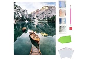 YHESEN (40x50cm) 5D DIY diamante pintura, pintura digital de diamantes, kit de arte de diamantes de imitación, decoración de la pared del hogar, pasatiempo para adultos y niños (Barco en el lago）