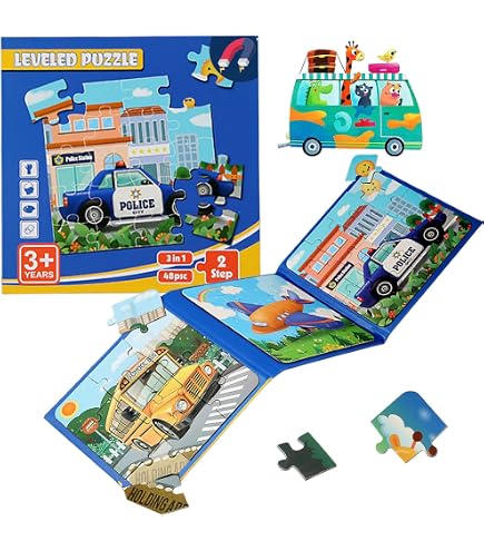 Zenovate Magnetpuzzle Für Kinder – 3-in-1 Verkehrspuzzle Mit 25, 30 & 42 Teilen, Ab 3 Jahre