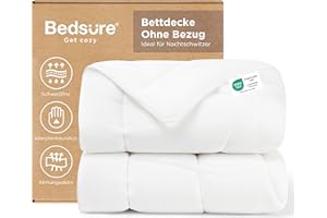 BEDSURE Kołdra bez poszewki, chłodząca kołdra 220 x 200 cm, lekka, oddychająca, bez potu, koc chłodzący dla nocnych potów, dwustronna kołdra chłodząca, biała