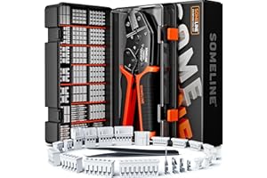 SOMELINE Set di Pinza Crimpatrice Connettore, 21 Tipi [0,03-0,34 mm²] Set Connettori da 1,0mm-2,0mm, Attrezzo Crimpare, Pinza Capicorda, per Connettori Molex, Connettori JST-XH, Connettori DP