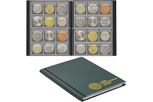 UNCLE PAUL Album Di Raccolta Monete Con 120 Tasche - Adatta Per Monete Sotto I 25mm, Portamonete Con Tasche 30x30mm/1,2x1,2 Pollici, Libro Di Conservazione Per Penny, Euro CS0112GR