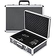 Holdfiturn Flight Case with Padded Foam Portable Lockable Carrying Case 450 x 310 x 150mm Aluminium Storage Toolbox for Storage Transportation (Black)