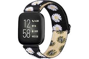 Runostrich Adjustable Elastic Watch Straps Compatible with Fitbit Versa/Fitbit Versa 2/Fitbit Versa Lite Nylon Sport Loop Stretch Wristband Replacement Band for Women Men (G)