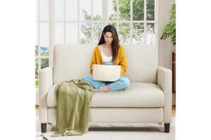 Welzona Two Seater Sofa, 130CM Modern 2 Seater Sofa, Corduroy Fabric Sofa 2 Seater, Love Seat, Small 2 Seater Sofas for Living Room, Bedroom, Home Office, Studio, Apartment, Beige