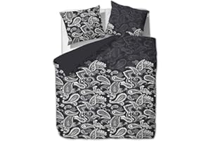 ETÉREA Microfaser Bettwäsche 140x200cm + 70x90cm - Ganzjahresbettwäsche Bettbezug Paisley Life - Bettwäsche-Set mit Kissen 140x200cm Bettbezug + 70x90cm Kissenbezug Microfaser - OEKOTEX - Schwarz