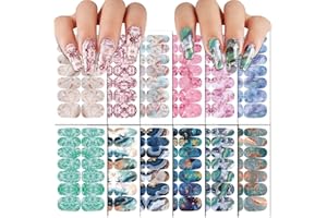 FLOFIA 168 Pieces 12 Sheets Marble Full Nail Wraps Self Adhesive Nail Stickers Self Adhesive Marble Full Wraps Nail Polish Stickers Gel Nail Wraps Nail Decals for Gel Nails Girl Women Nail Art Decoration