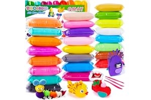 QMAY Air Dry Clay, 24 Colors Modelling Clay & Dough Kit for Kids, Ultra Light Magic Clay with Tools, Arts and Crafts Kits for Kids Boys Girls Toys