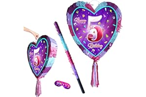 BOOGIE WOOGIE PINATAS 5th birthday pinata with stick - Girls fifth party smashing game - Big 41cm x 38cm