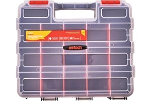 Amtech S6463 Double-Sided Storage Box Organiser, Screw Box, Assortment Box for Hardware, 34 Adjustable Compartments