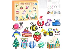 AJAZPER Kit di Perline da Stirare 5 MM, 48 Colori Perline a Fusione con Custodia, Pegboard, Guida Utente, 2 Scatole di Perline, Fai Da Te Regali Compleanno Natalizio per Ragazze e Ragazzi Bambini di 5+ Anni