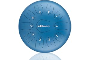 Sonodrum Tongue drum « Standard 30cm Ré majeur » coloris Bleu - Tambour à languettes en acier avec mailloches, sac de transport et livre de partitions offert - 30cm de diamètre et 11 languettes