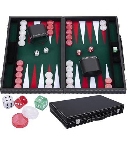 Manopoulos Lot de 30 jetons de backgammon en acrylique – Noir et ivoire 3,6 cm pour 2 joueurs, à partir de 6 ans