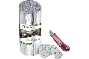 FLOOR SYSTEMS Floor | Pannelli Termoriflettenti per Termosifoni 10 m x 60 cm con 2 Omaggi ! | Pannello Isolante Termico riflettenti per Caloriferi, Finestre, Camping, Automobili | Protegge da Freddo, Caldo e Luce