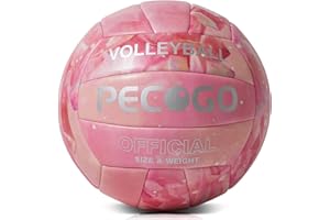 PECOGO Volleyball Size 5 PU Leather Soft Indoor Outdoor Pink Volleyballs Sports Training Game Play Ball for Beginner, Teenager, Adult, 8.2