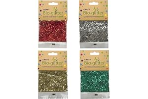 RAINBOW ECO PLAY Craft Biodegradable Chunky Glitter - Assorted, Christmas Decorations, Reindeer Food, 20g x 4, Arts and Crafts for Kids, Card Making, Eco-Friendly