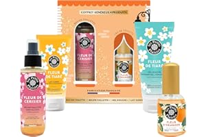 Coffret Cadeau Les Petits Plaisirs – Le Village des Senteurs Fleur d’Oranger – Eau de toilette 30ml, Brume pailletée, Gel douche & Lait corps – Fabriqué en France