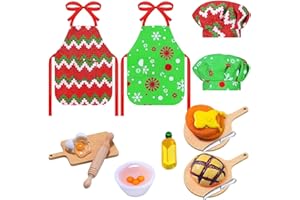 YAJIMAOY Vestiti per Bambole Elfo di Natale, Accessori da Cucina in Miniatura, Accessori Casa delle Bambole in Miniatura con Uova Mattarello Grembiule Cappello Chef, per Decorazione della casa delle Bambole