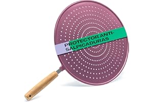 Netrox Home® - Protector antisalpicaduras de silicona con mango de madera, universal y apto para lavavajillas, filtro antisalpicaduras para cocinar y freír, antisalpicaduras para ollas y sartenes