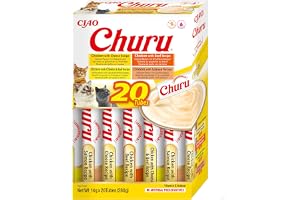 INABA Churu - puré kattgodis med 4 nötkötts- och kycklingsmaker - läckra kattsnacks - smidig och krämig konsistens - kattmat