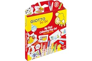 Giotto be-bè My First Colouring Play Set, Rotuladores de Fibra Súper Lavables, Punta 5 mm, Estuche de Cartón, 14 colores surtidos, 24 piezas