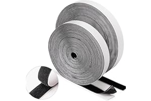 WISYOK Scratch Autocollant Double Face 12M, Scratch Adhésif Puissant, Shearable Bande Scratch Autocollant, Bande Agrippantes Polyvalent， Hook Loop Rubans pour Ménage, Bricolage Et l'artisanat - Noir