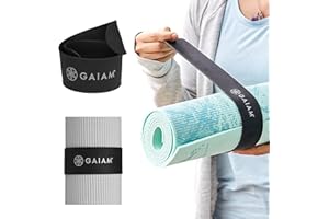GAIAM Yoga Mat Strap Slap Band - Keeps Your Mat Tightly Rolled and Secure, Fits Most Size Mats (20" L x 1.5" W), Black