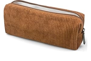 GZQINGYONG 1 Trousse à Crayons en Velours Côtelé,Trousse Ronde de Grande Capacité Trousse Scolaire Trousse Scolaire Velours Cotelé,Trousse Université Fournitures Scolaires et de Bureau pour étudiants-Marron