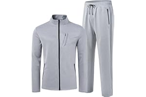 AjezMax Survêtement pour homme à manches longues Couleur unie Survêtement de loisirs sport de course avec fermeture éclair