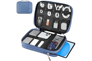 Dadanism Sac de Rangement Câble, Électronique Pochette de Voyage, Pochette Câble de Voyage, Organisateur Accessoires Électronique, pour Tablettes, Disques Durs, Câbles, Chargeur, Téléphoner, USB, Bleu