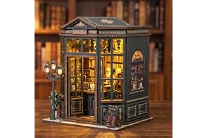 Bztzhm Book Nook-kit med äldre person och LED-ljus, DIY Booknook 3D träpussel miniatyrhus, kreativ bokstöd för bibliotek, vuxen bokhylla dekoration