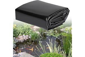 COMIOKE Teichfolie 2m x 2m, Teichmembran, Teichplane, Fischteichfolie, Gartenteiche Dichtungsfolie, HDPE Teichfolie, HDPE Teichfolien Schwerlast für Fischteiche, Brunnen, Wassergarten und Wasserfall, Schwarz