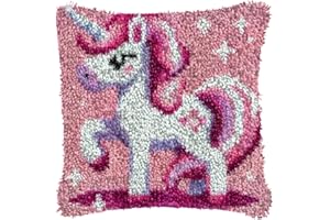 YOOTOM Knüpfhaken Kissen Kits für Kinder,DIY Knüpfteppich Zum Selber Knüpf-Sets Kissenbezug Teppich Stickerei Set,Christmas Latch Hook Kits 43x43cm