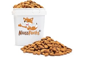 NUSSFUCHS Mandeln mit Haut 3,5kg – naturbelassene ganze Mandelkerne | ungesalzen, ungeröstet & vegan | Mandeln natur – ohne Schale, süßlich, knackig | 100% aus Australien – im Eimer