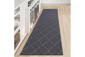 ‎COSY HOMEER COSY HOMEER Küchenteppich, 50 x 200 cm Küchenläufer rutschfest, Teppich Küche Waschbar, Teppichläufer Flur, Teppich Läufer für Küche, Flur, Wohnraum, Dunkelgrau
