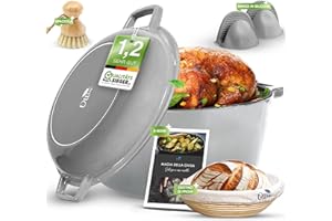 Ottia Pentola in ghisa; pane; forno olandese; teglia 2 in 1 4,5 l con coperchio per padella 1,8 l; tutti i tipi di fornello; rivestimento smaltato; in Amburgo; con ricettario elettronico; cestino per