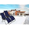 XEO HOME 2pcs Sun Lounger Chairs with Cushions Padded Set of 2 Zero Gravity Reclining Foldable Chair Portable Garden Camping Thick Comfortable Non-Slip Relaxer (Blue Chair with Blue Cushion)