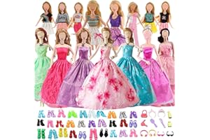 YITULOU Ropa muñecas Compatible con Barbie Ropa, 6 Vestidos de Novia 3 Vestidos de Moda 1 Top Pantalón 1 Copa 1 Auricular 8 Traje de Baño 10 Pares de Zapatos para 11.5 Inch Muñecas en Vacaciones de Navidad