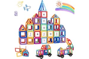 aaczly Costruzioni Magnetiche 74 Pezzi Blocchi Magnetici per Bambini Educativi Calamite Montessori Costruzioni per Bambini 3 4 5 6 7 8 anni