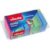 Vileda 169750 Colors &Ccedil;izmez S&uuml;nger 4'l&uuml; Oluklu, Yeşil-Mavi-Pembe
