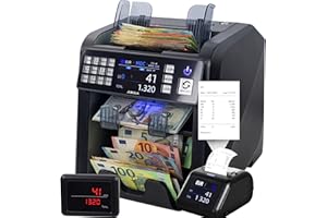 Jubula MV-600 Banknotenzähler Bundle mit Jubula MPR-1 | Banknotensortierer für gemischte Geldscheine | UV/MG/IR/DD / 2CIS usw. | Exakt | EUR USD GBP SEK CHF usw. | Geldzählmaschine | Geldzähler