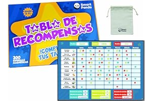 SMART PANDA Tabla de Recompensas para Niños - Pizarra Magnética de Estrellas Inspira el Buen Comportamiento - para Pared o Frigorífico. Incluye 20 Tareas Magnéticas y 300 Estrellas – en Español