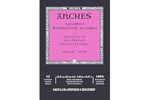 Arches - Bloc Enc 14,8 x 21 12H Aquarelle 100% Satin 300g Blanc Nat (A1795095)