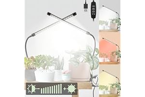 Bufccy Grow Lights for Indoor Plants, 6000K Full Spectrum Grow Light for Succulents, Vegetables Small Plants, Auto On Off Timing, 9 Dimming, 360 Degree Adjustable Plant Lights, 2 Pack