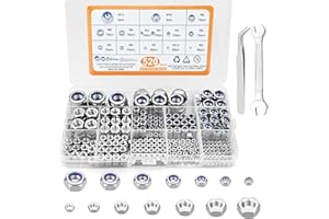JTOOYS 520 Stück DIN985 und DIN934 Sechskantmuttern Sicherungsmuttern Standard A2-70 304 Edelstahl Muttern Sortiment Set Selbstsichernd Stopmuttern Sechskant Schraubenmuttern-M2 M2.5 M3 M4 M5 M6 M8 M10 M12