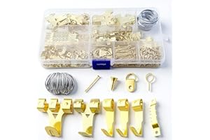 OJUSSA 300pcs Picture Hooks Picture Hanging Kit for Picture Frame Fixing Hard Walls Photo Hooks Assorted Picture Hanger Set with Saw Tooth, D-Ring, Nails, Wire,Screws