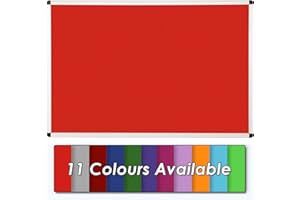 WONDERWALL PRODUCTS LTD Wonderwall Premium Anti-Fade Noticeboard Pinboard - Aluminium Frame - 90 x 60cm with Discreet Corner fixings (RED Felt) - Ideal for Office, Classroom, Home