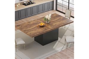 HSH Esstisch Küchentisch Esszimmertisch für 6 bis 8 Personen Rechteckig Holztisch Industriedesign mit Schwarzem Sockel Moderner Großer Tisch für Zuhause und Büro Rustikal Braun 180 cm