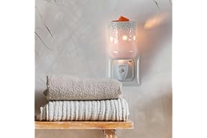 Candle-Brothers elektrische Duftlampe | Duftlampe Serenity | Aromalampe für Duftwachs | Nachtlicht für Steckdose | Duftlampe Keramik Weiß | Steckdosen Lampe für Büro, Schlafzimmer, Yoga